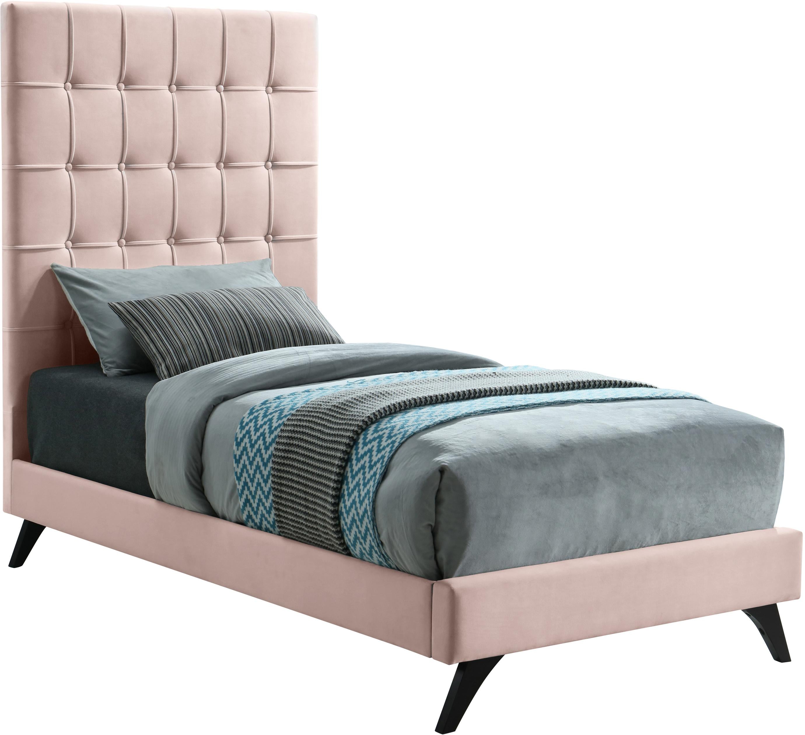 Elly Pink Velvet Twin Bed - Luxe Home Furnishings (Jersey City, NJ)