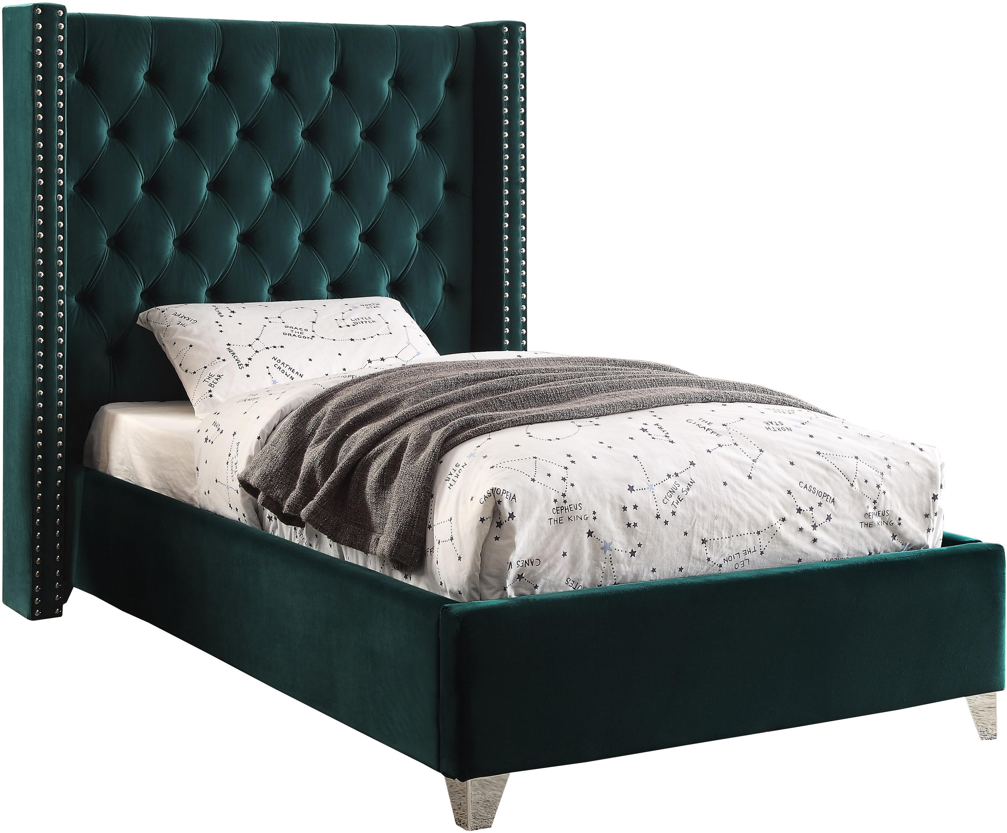 Aiden Green Velvet Twin Bed - Luxe Home Furnishings (Jersey City, NJ)
