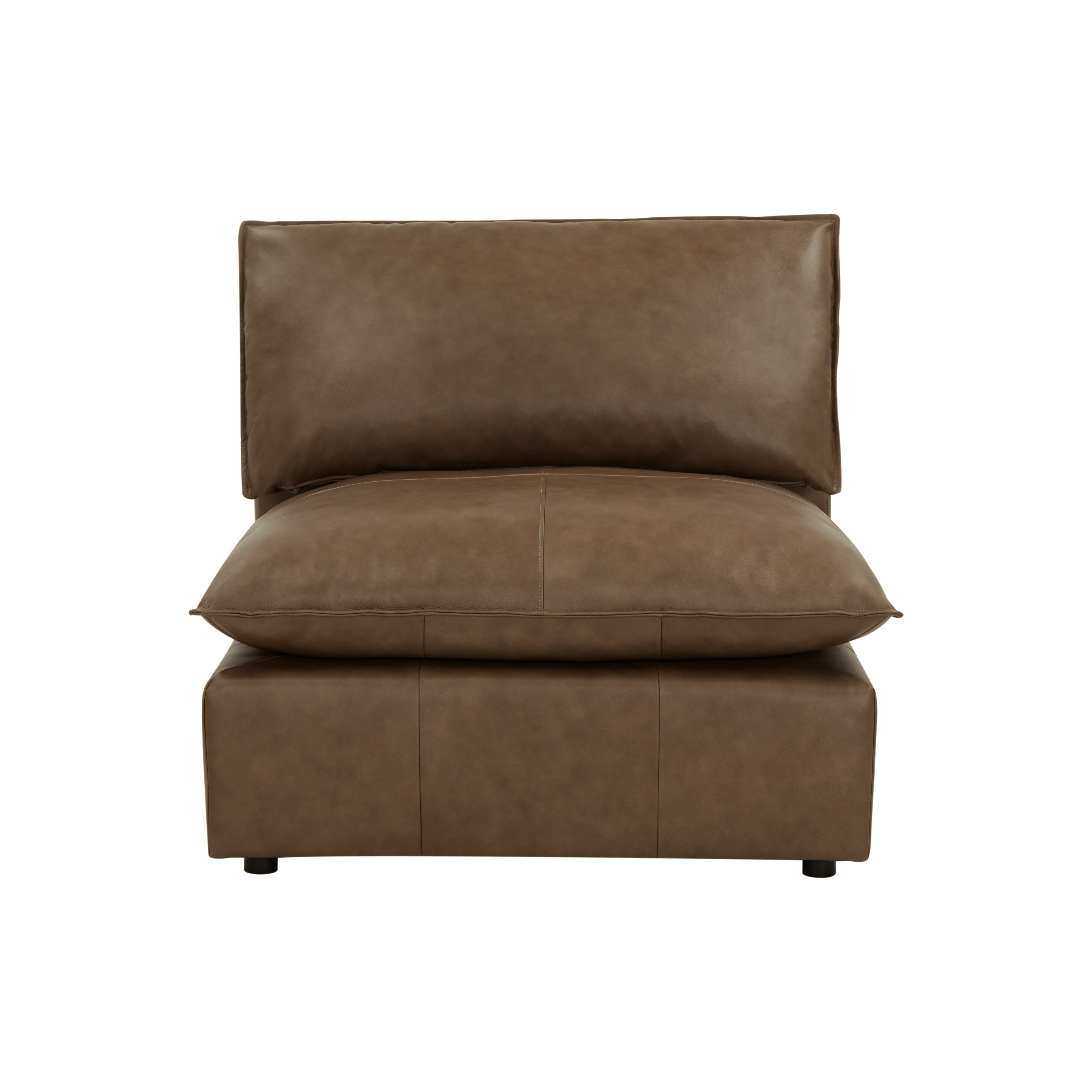 Cali Brown Leather Modular Armless Chair - Luxe Home Furnishings (Jersey City, NJ)