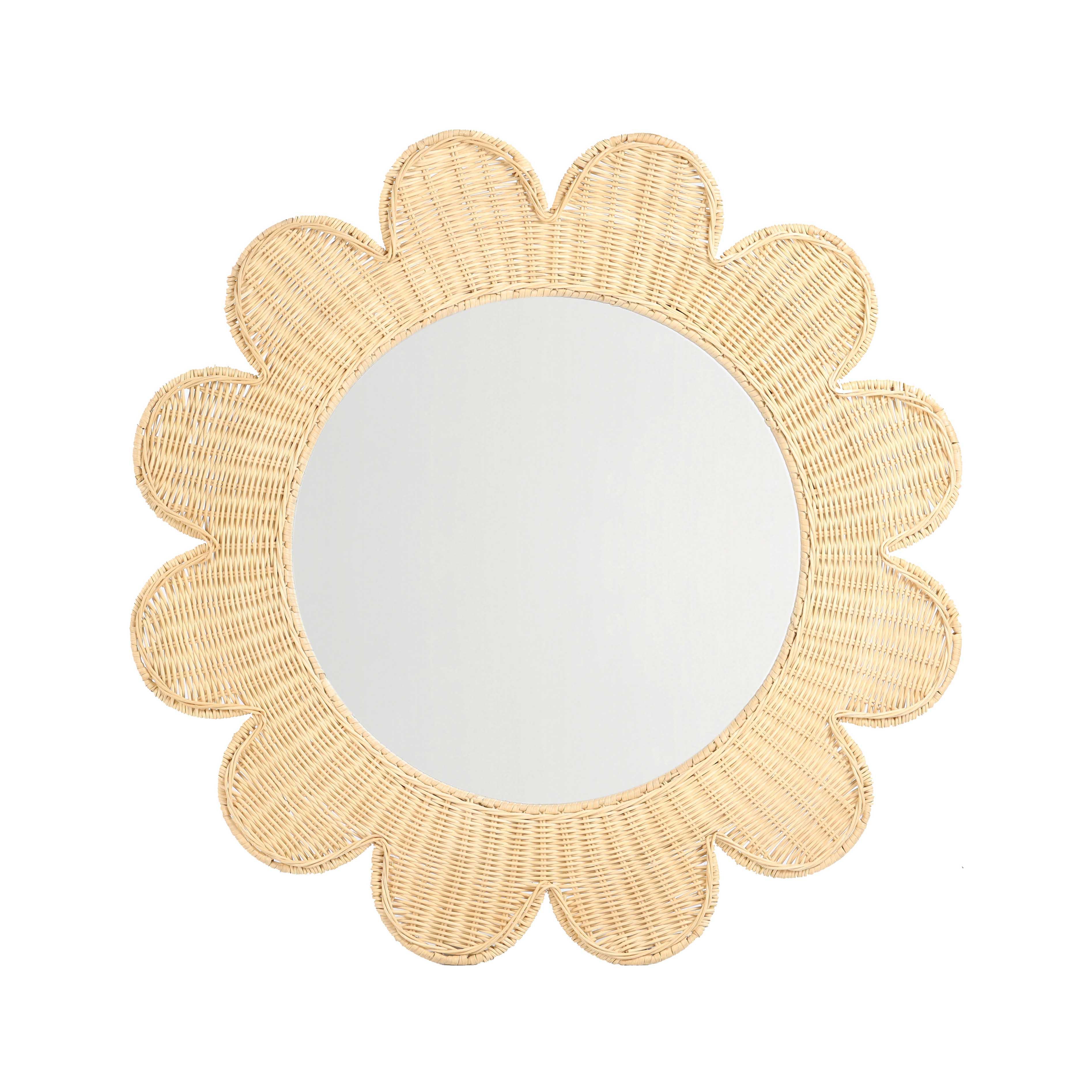 Coralie 33.4" Rattan Round Wall Mirror - Luxe Home Furnishings (Jersey City, NJ)