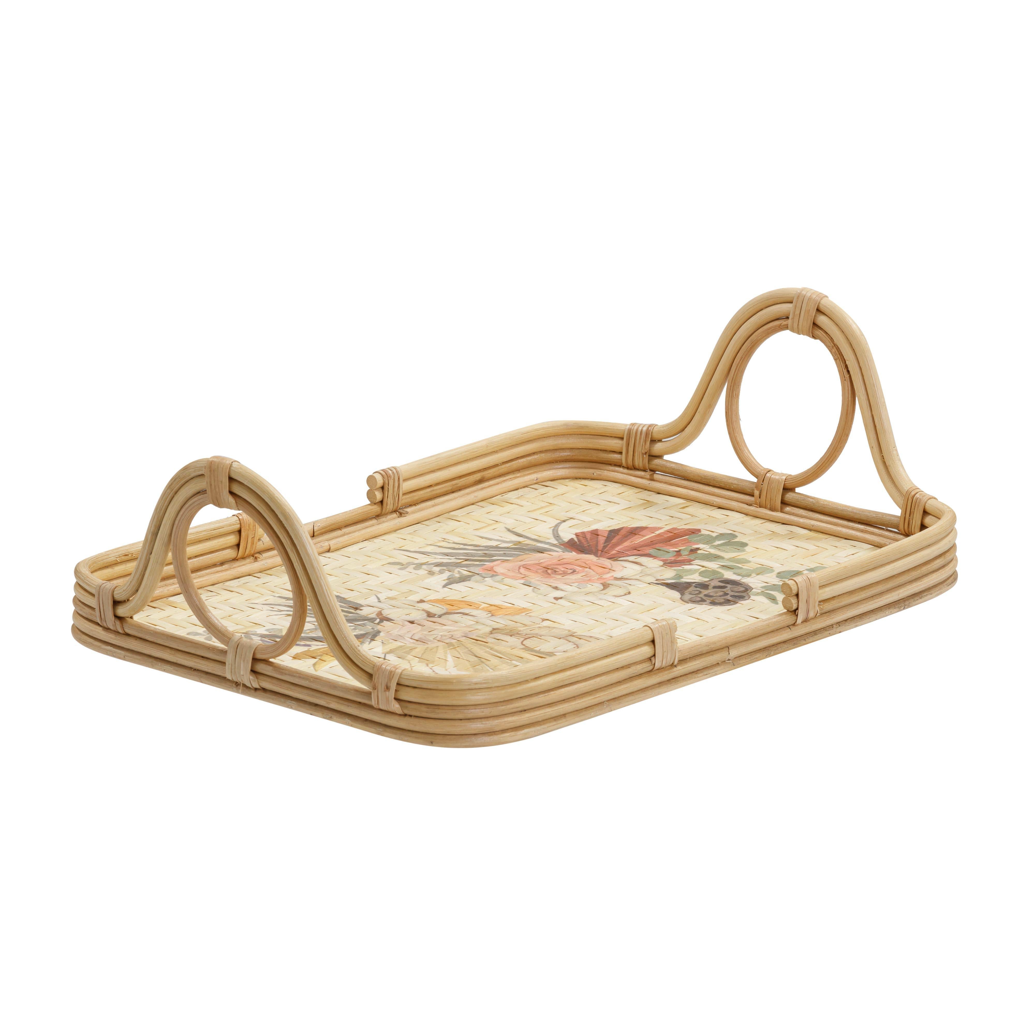 Corey Floral Bamboo Tray - Luxe Home Furnishings (Jersey City, NJ)