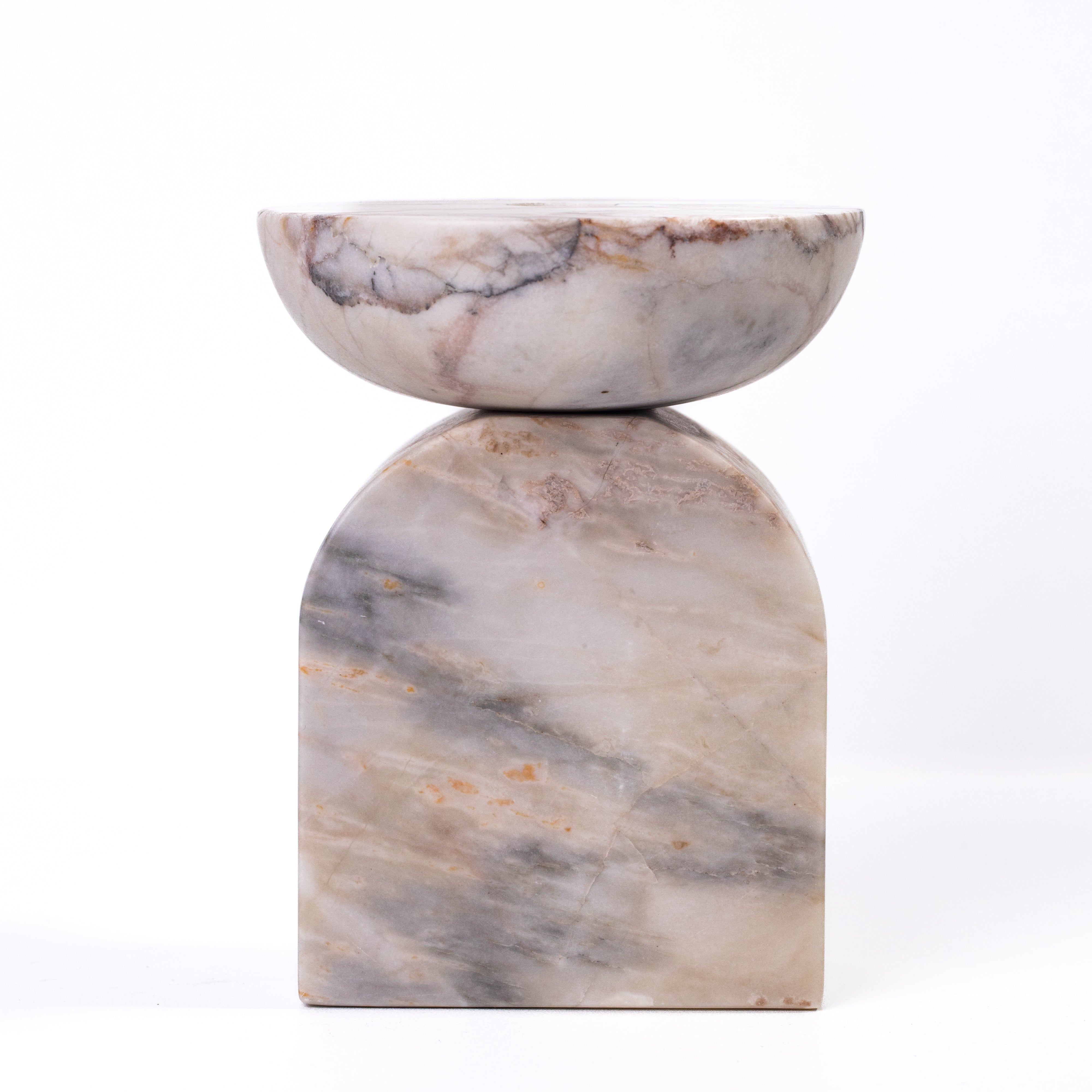 Marble White Brown Balanced Candle Holder - Luxe Home Furnishings (Jersey City, NJ)
