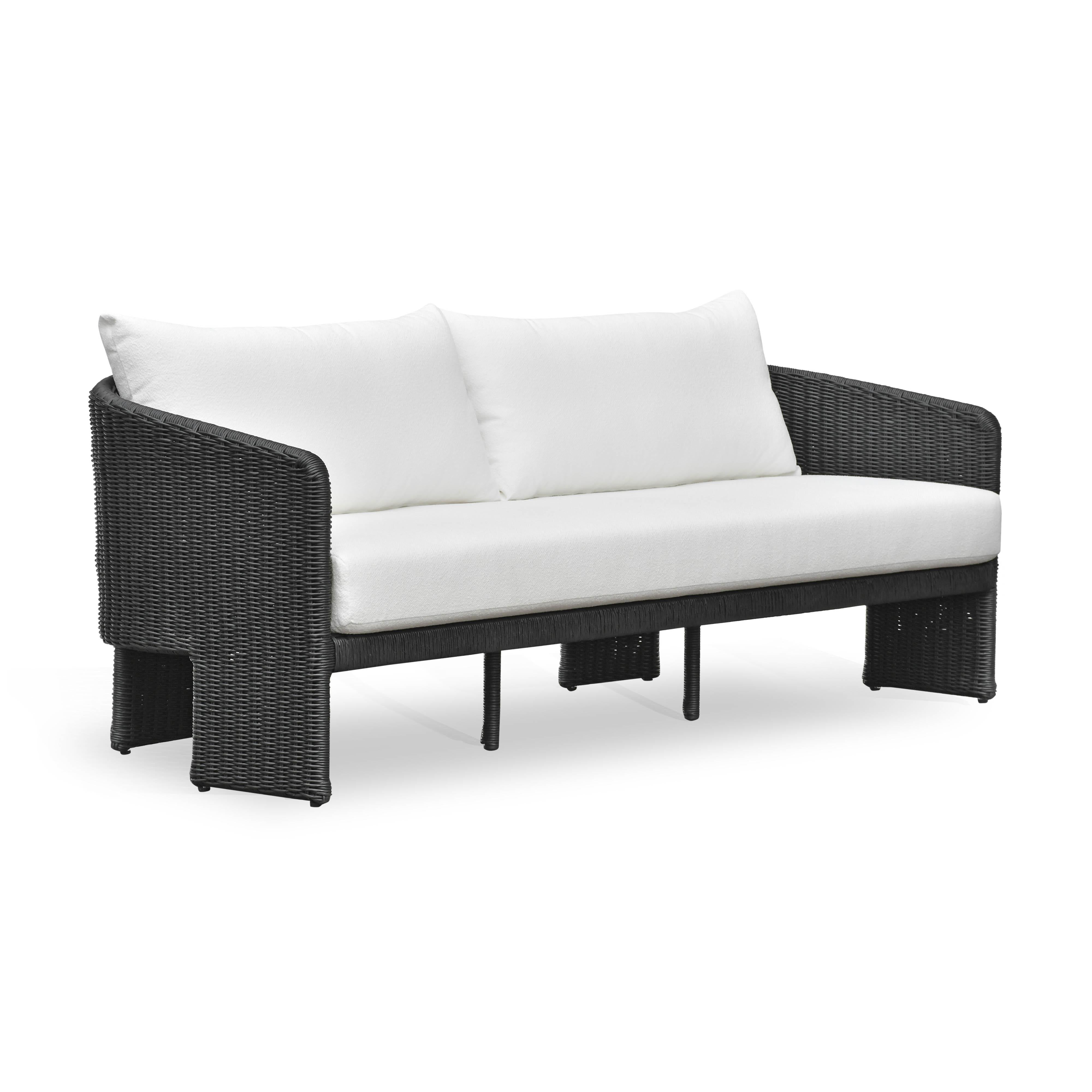 Alexa 80" Rattan Performance Fabric Outdoor Sofa - Luxe Home Furnishings (Jersey City, NJ)