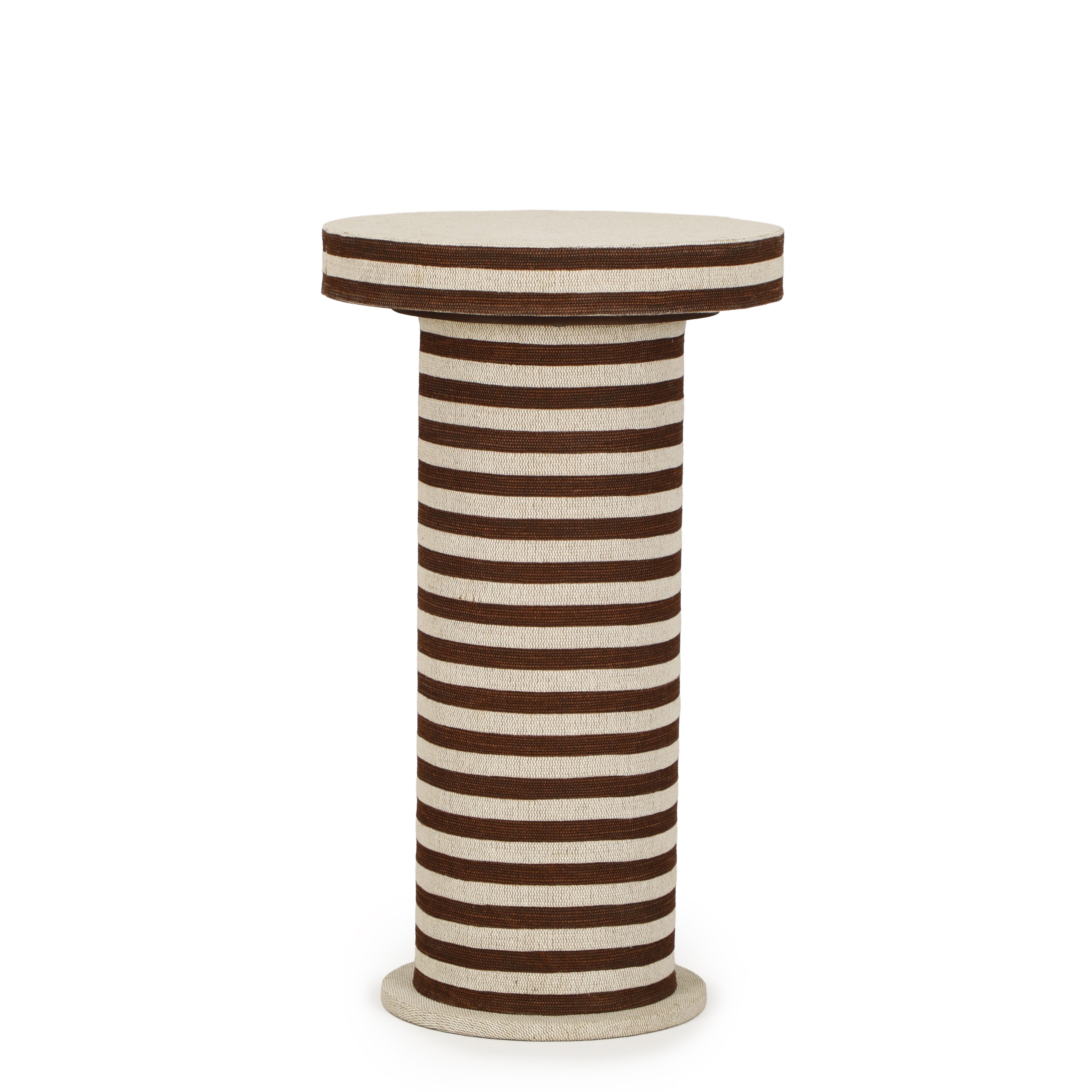 Lyra Natural Striped Cotton Jute Contract-Grade Side Table - Luxe Home Furnishings (Jersey City, NJ)