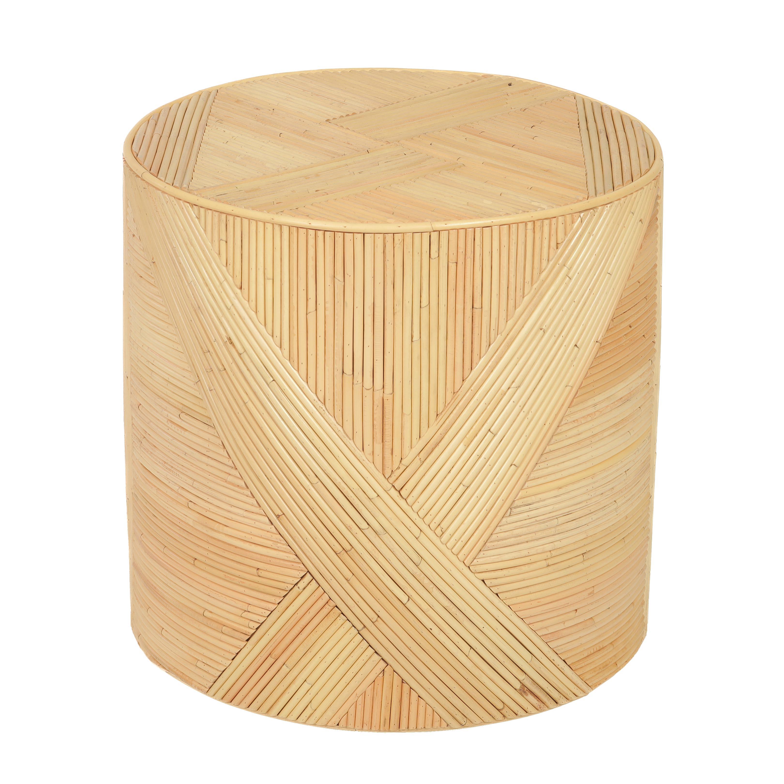 Matea Natural Rattan Cross Side Table - Luxe Home Furnishings (Jersey City, NJ)