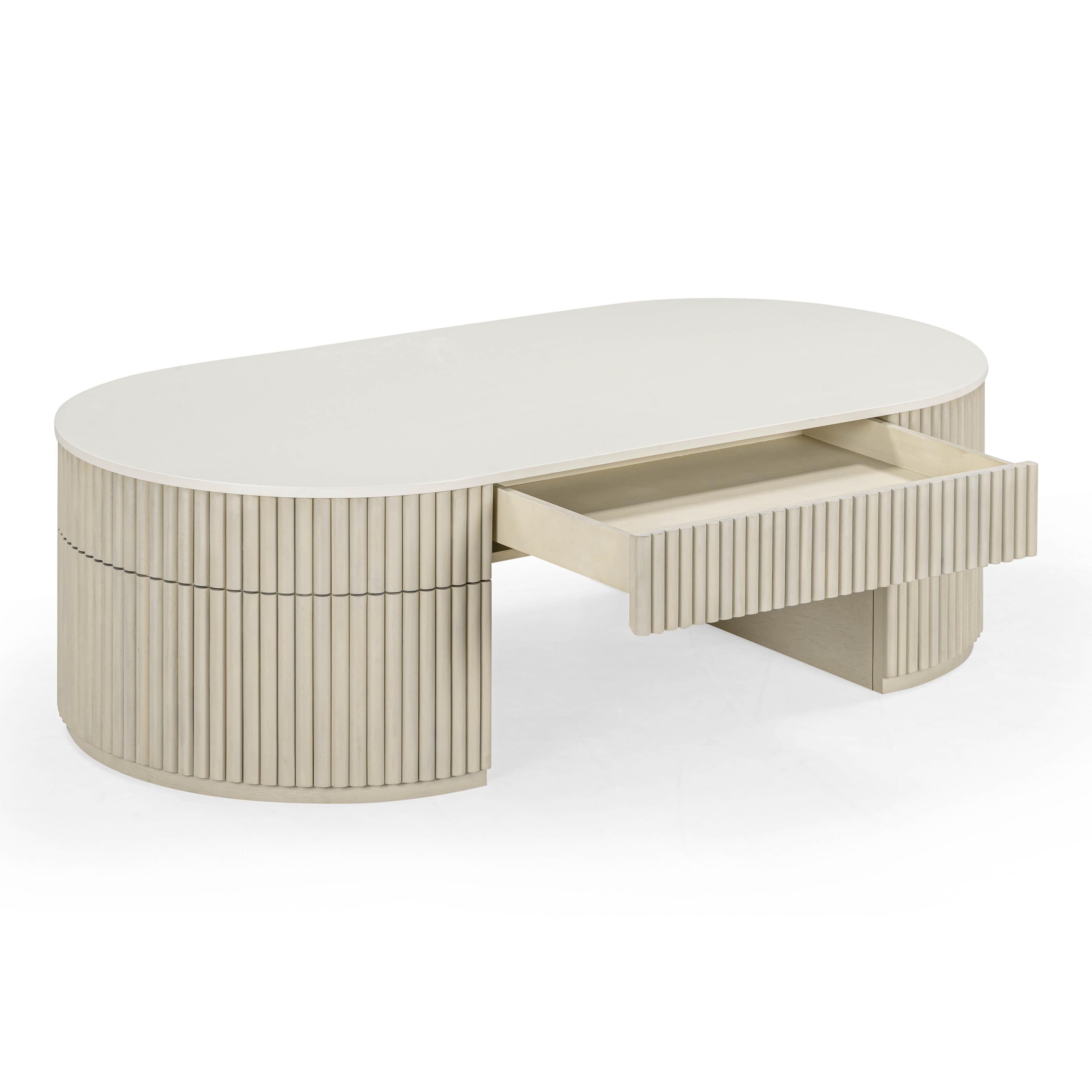 Bella 52" Cream Large Storage Coffee Table - Luxe Home Furnishings (Jersey City, NJ)