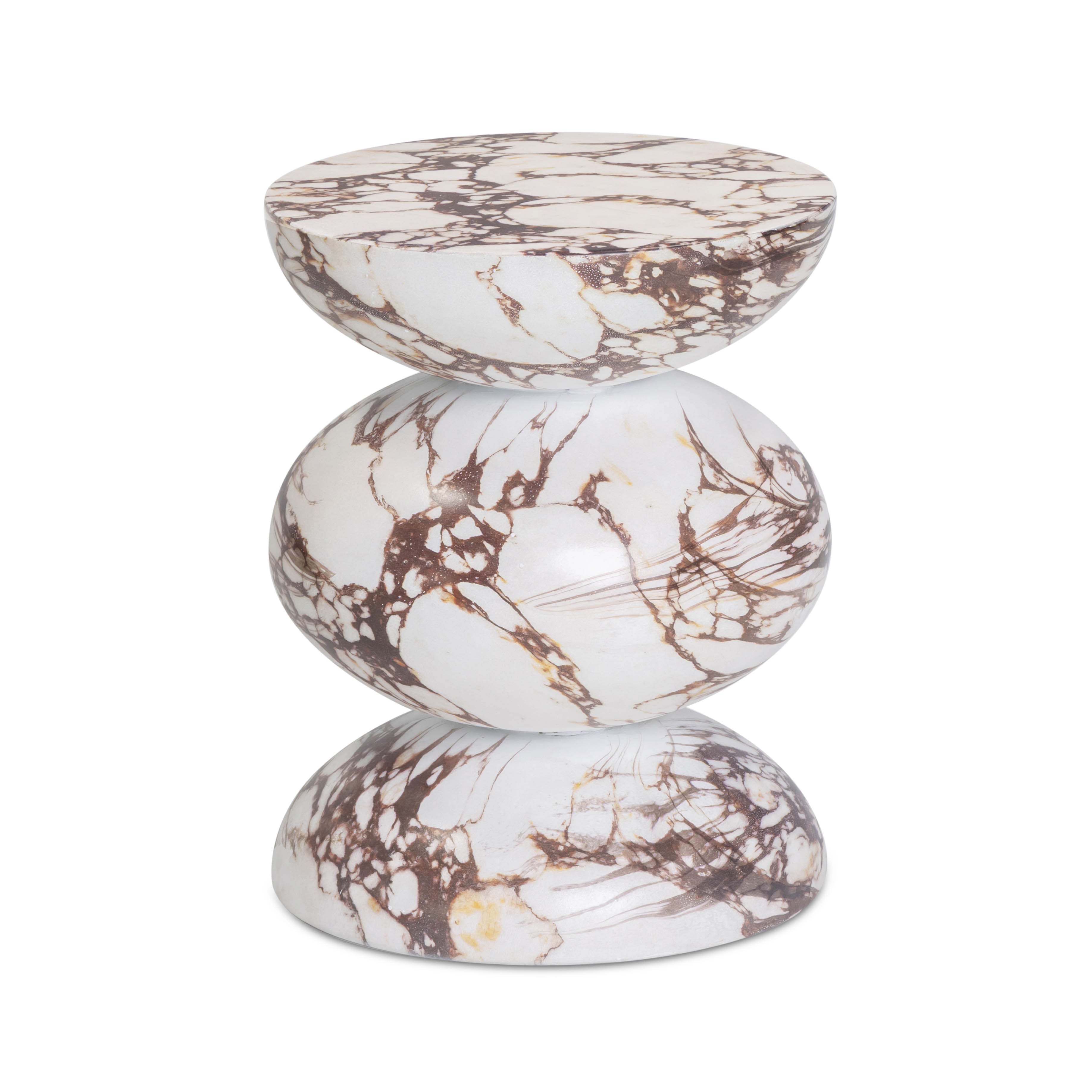 Pia Red Faux Marble Indoor/Outdoor Concrete Side Table - Luxe Home Furnishings (Jersey City, NJ)