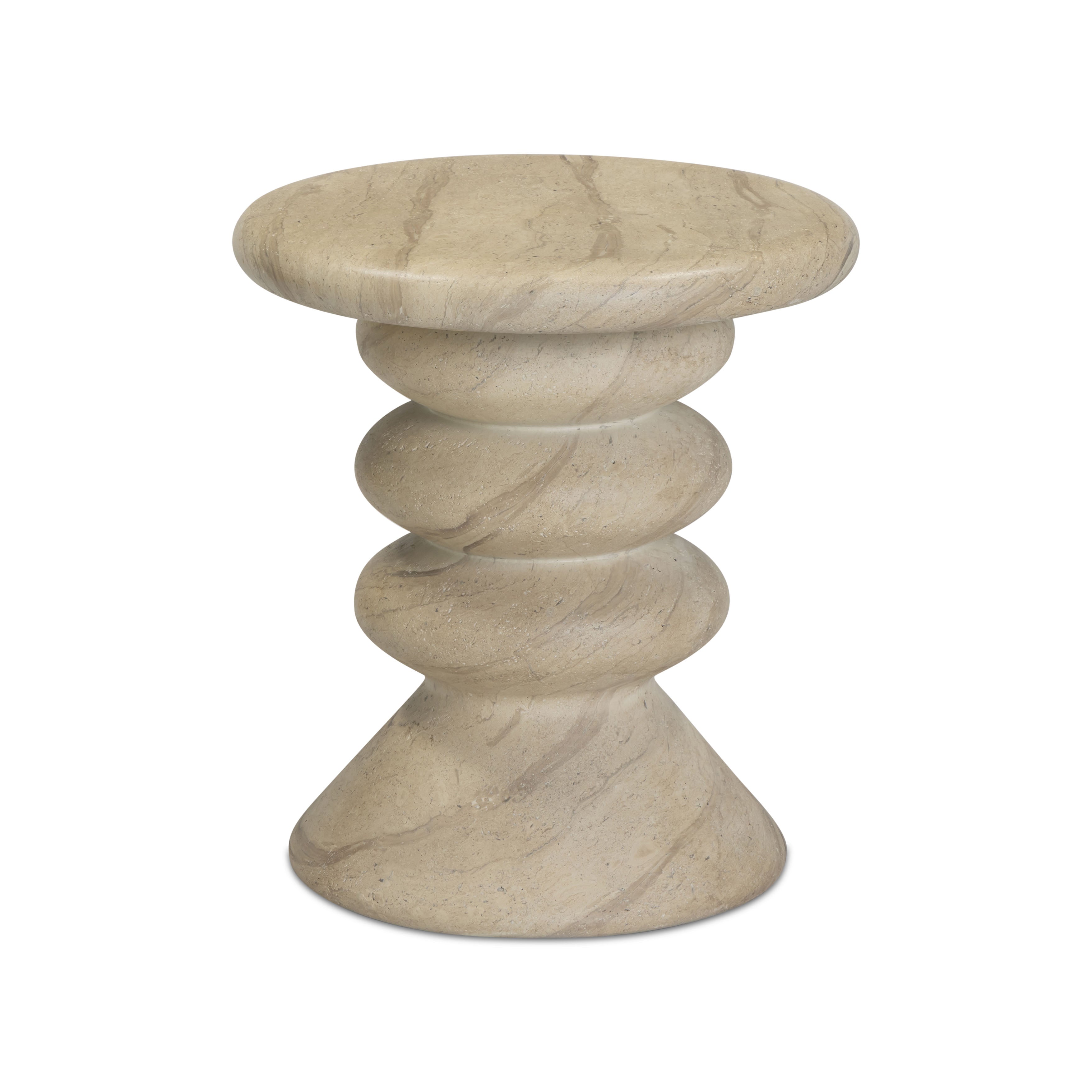 Hyre Faux Travertine Indoor/Outdoor Concrete Side Table - Luxe Home Furnishings (Jersey City, NJ)