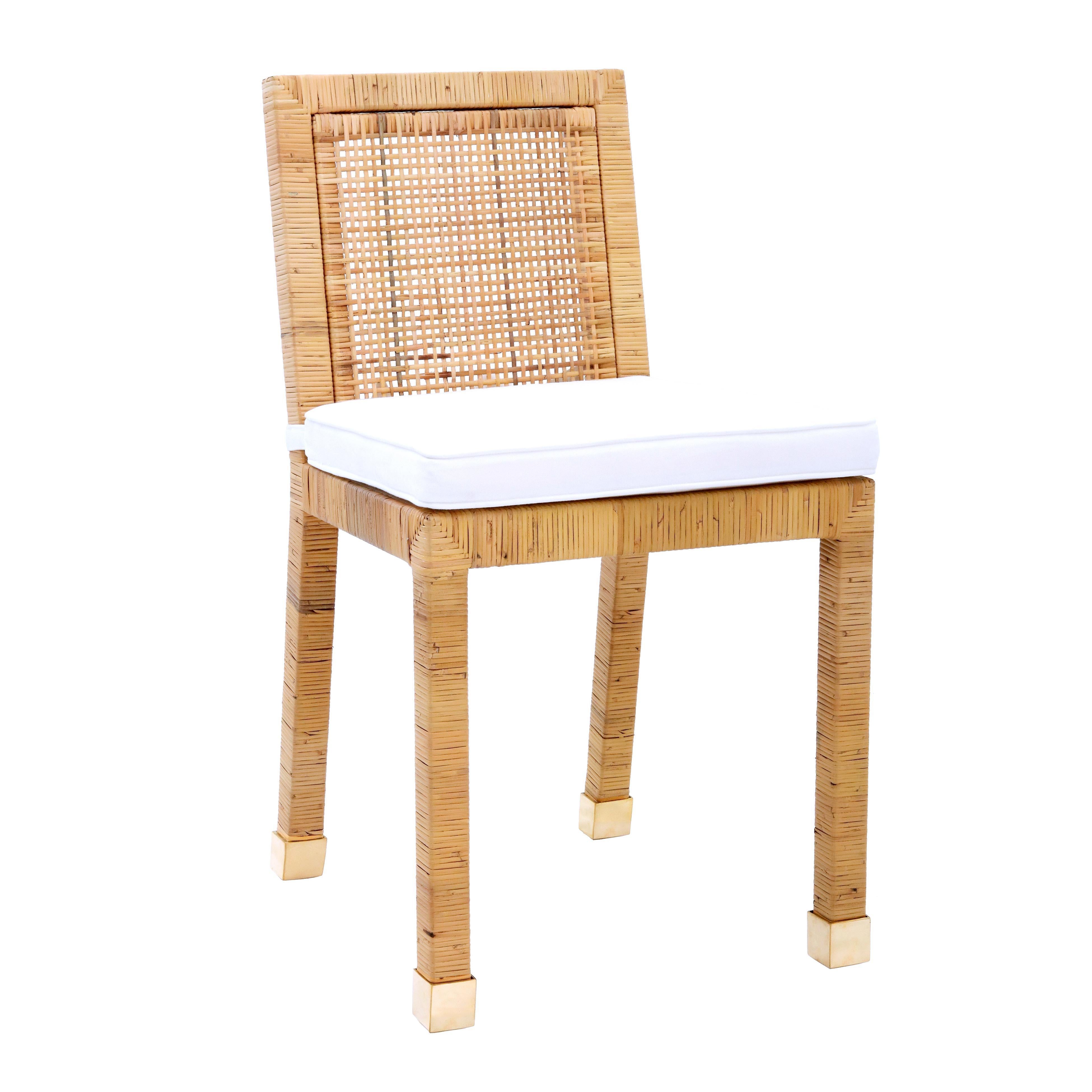 Amara Rattan Performance Fabric Dining Chair - Luxe Home Furnishings (Jersey City, NJ)