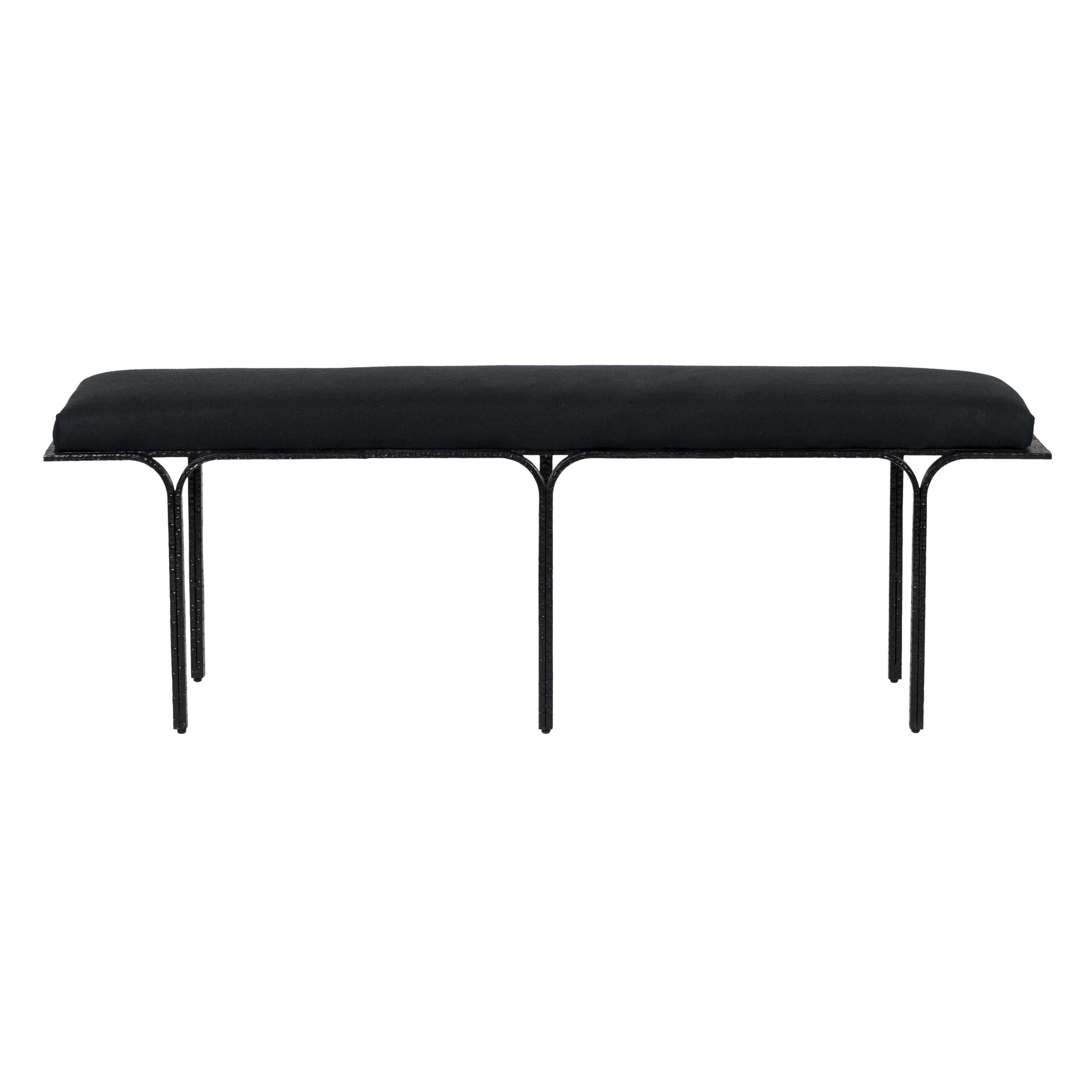 Bryn 59" Black Linen Bench - Luxe Home Furnishings (Jersey City, NJ)