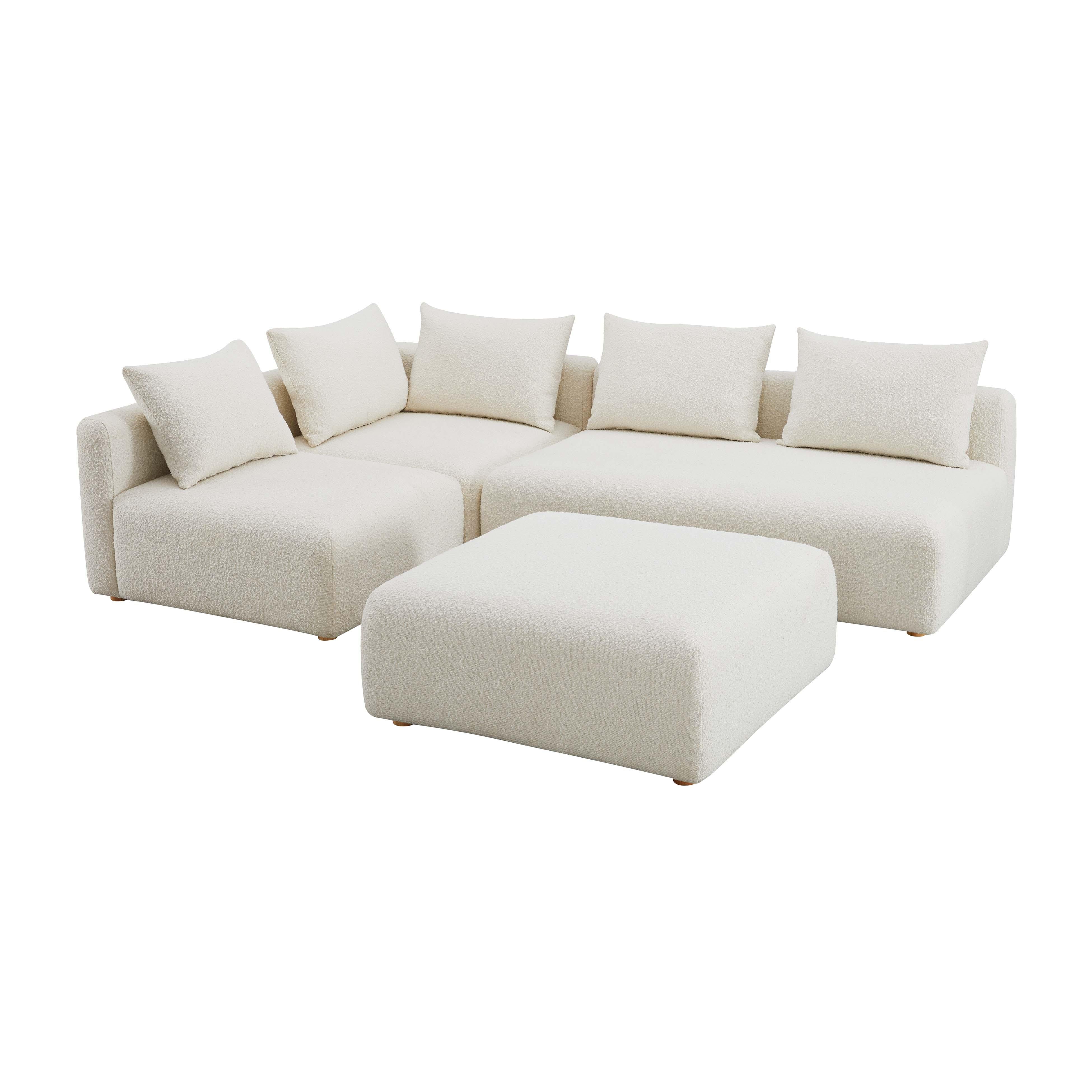 Hangover 4-Piece Cream Performance Boucle Modular Chaise Sectional - Luxe Home Furnishings (Jersey City, NJ)