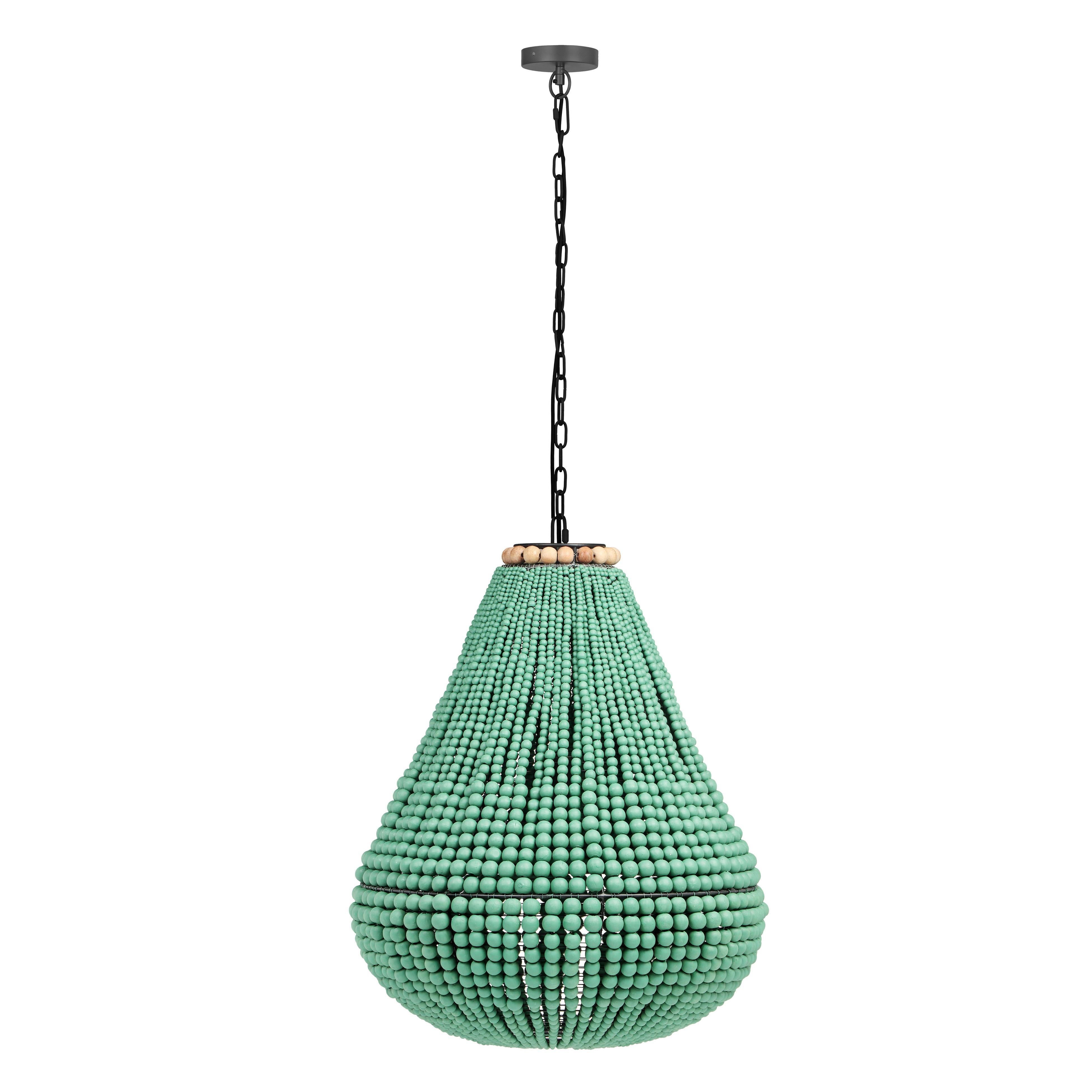 Palani Green Wooden Bead Chandelier - Luxe Home Furnishings (Jersey City, NJ)