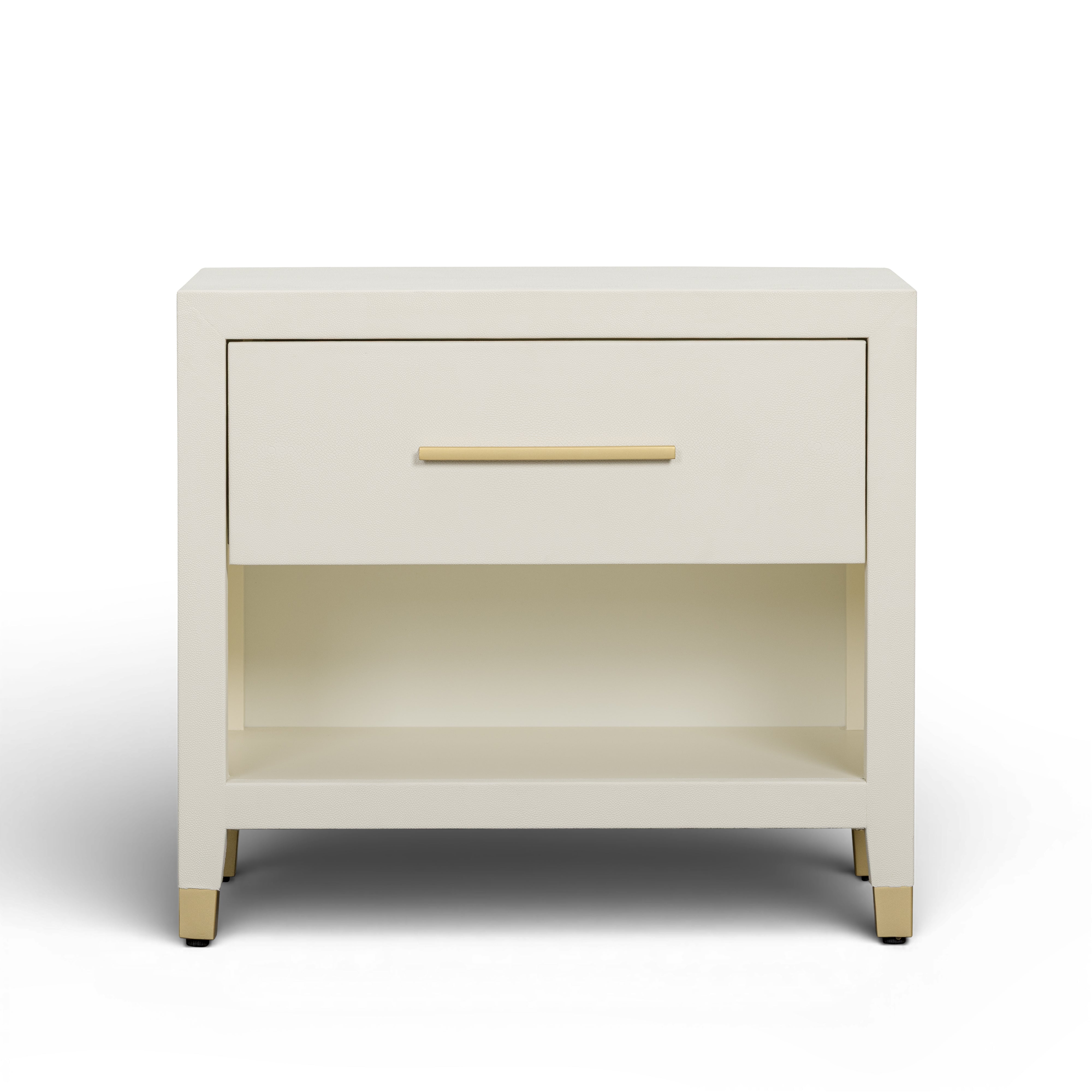 Dani 25" Cream Faux Shagreen Nightstand with Drawer - Luxe Home Furnishings (Jersey City, NJ)